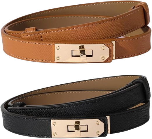 Hermès Kelly belt dupe with signature buckle and leather strap