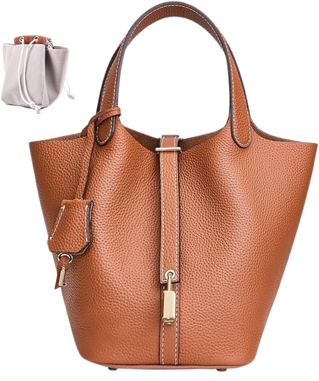 Affordable Hermès Picotin bucket bag dupe in cream leather with double top handles