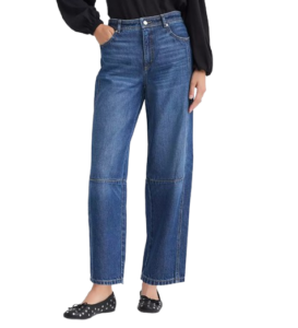 LOFT High Rise Barrel Jeans in Dark Wash