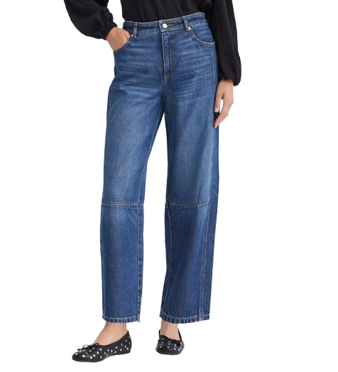 LOFT High Rise Barrel Jeans in Dark Wash