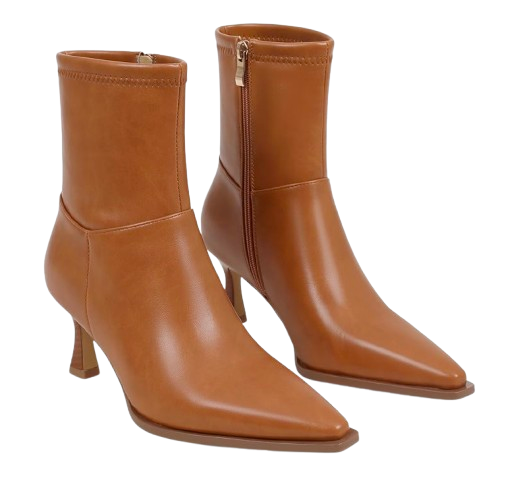 Pointed Toe Low-Heel Ankle Boots