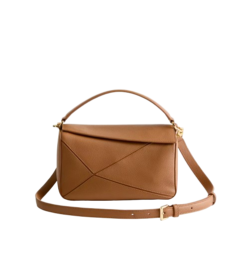 Designer-inspired Loewe Puzzle bag dupe with geometric panel construction