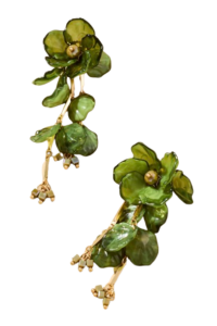Anthropologie – Floral Drop Earrings (Olive)