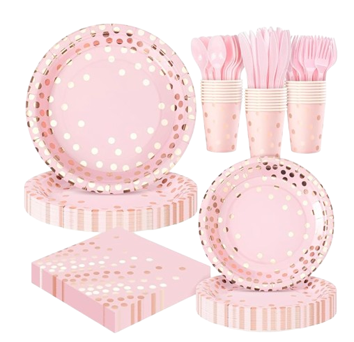 Pink and Gold Paper Party Set