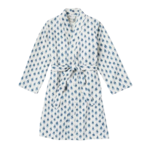 Threshold Floral Waffle Bath Robe Blue/White