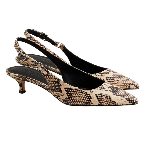 J.Crew Robin Slingback Heels in Snake-Embossed Leather