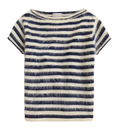 J.Crew Brushed Cashmere Boatneck T-Shirt in Stripe