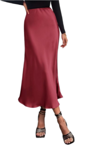 Satin A-Line Midi Slip Skirt