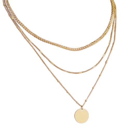 Layered Gold Tone Necklace Set