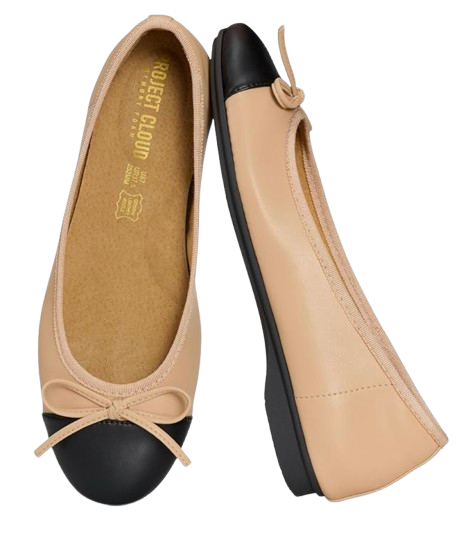 Cap toe bow ballet flats