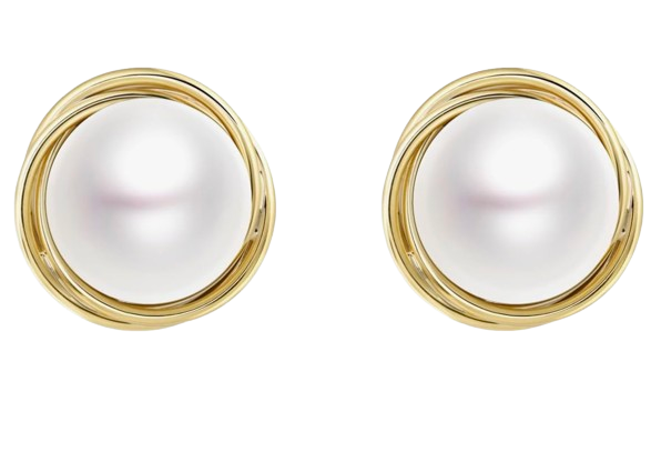 Faux Pearl and gold stud earrings