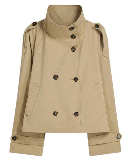 Khaki double breasted cropped trench coat