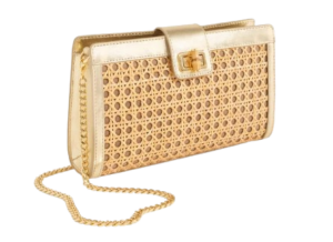 Talbots Metallic Leather Trim Canning Clutch