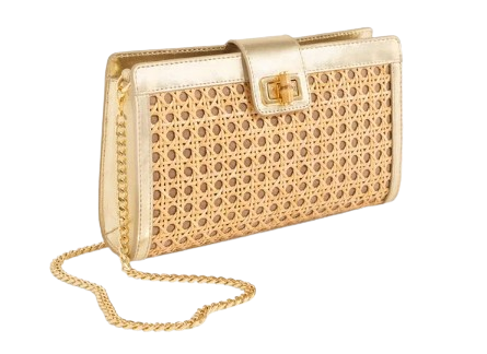 Talbots Metallic Leather Trim Canning Clutch