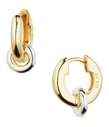 Argento Vivo Two-Tone Interlock Hoop Earrings