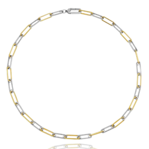 Crislu Two-Tone Cubic Zirconia Paperclip Chain Necklace