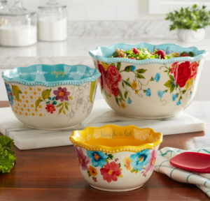 Pioneer Woman Sweet Rose Ceramic Serving Bowl Set — 3 Piece