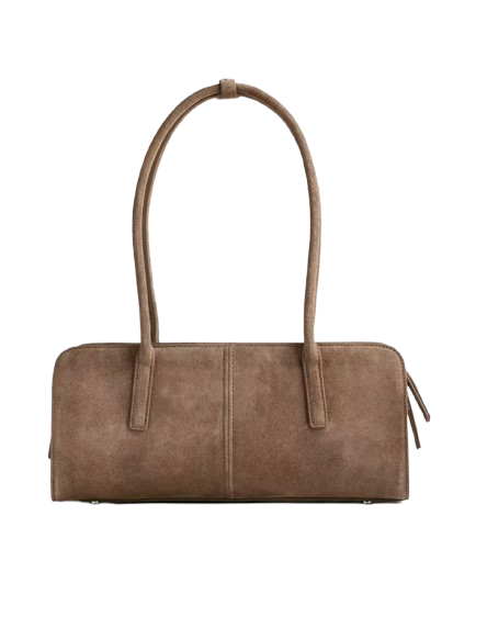 Quince Italian Suede Shoulder Bag – Pebble