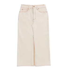 Ivory Denim Midi Skirt