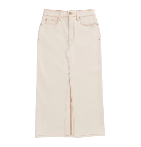 Ivory Denim Midi Skirt