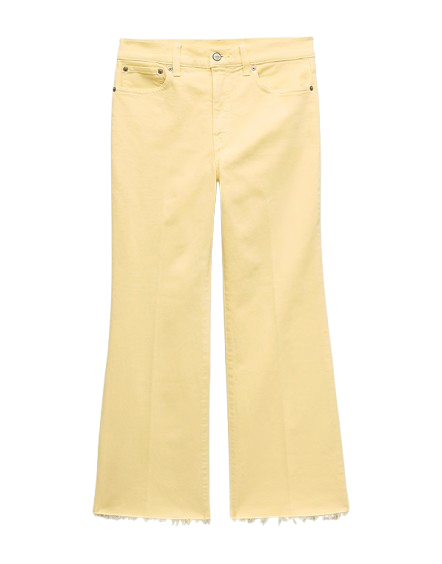 J. Crew Yellow Cropped Kick Flare Jean