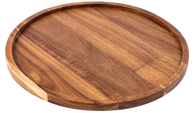 Acacia Wood Round Serving Tray — 13 inch