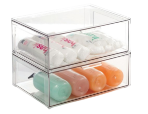 mDesign Stackable Bathroom Under-Sink Organizer — Set of 2