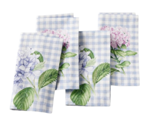 Hydrangea Gingham Napkins, Set of 4