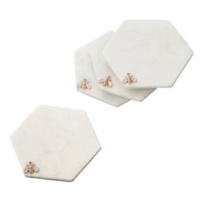 Honeycomb Marble Coasters, Set of 4