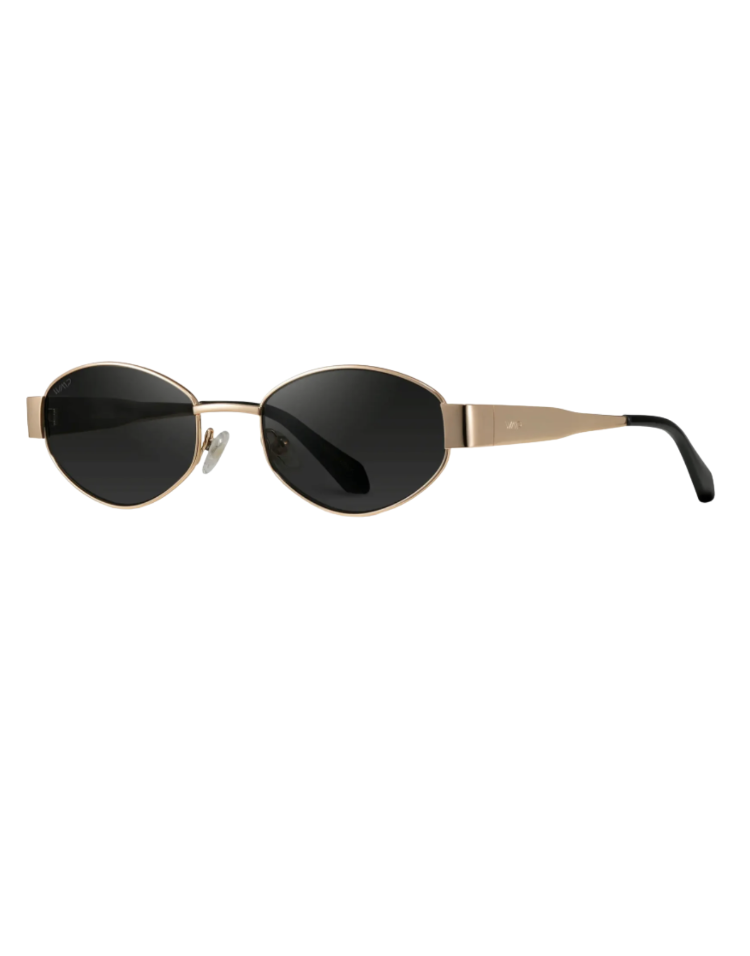 WMP Eyewear Verona sunglasses in gold metal with dark lenses — affordable designer sunglasses dupe for the Celine Triomphe Metal