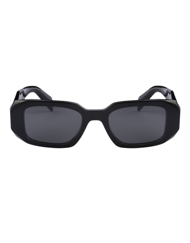 Prada Symbole sunglasses in black with angular rectangular frames — oversized square designer sunglasses