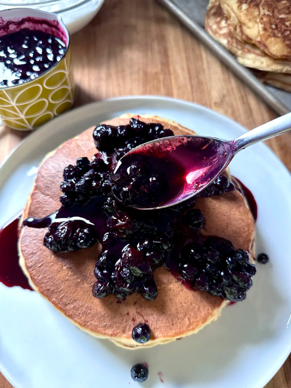 Lemon Ricotta Pancakes with Blueberry Compote