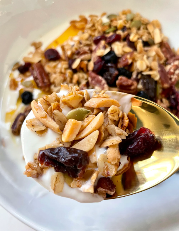 Healthy Homemade Granola with Fruit and Nuts
