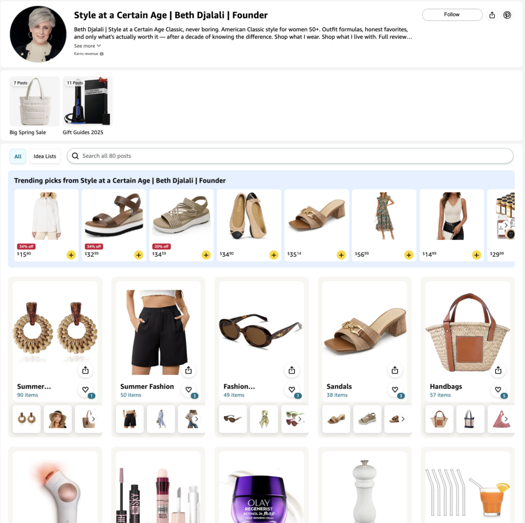 Beth Djalali's Amazon Shopfront homepage