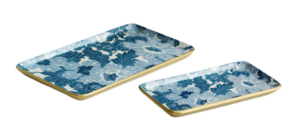 Blue Floral Printed Enamel Trays
