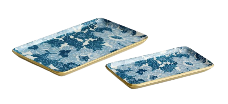 Classic floral enamel tray that adds color and function to coffee tables, vanities, or bedside styling.