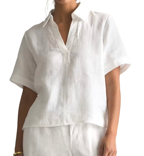 Quince Linen Popover Top