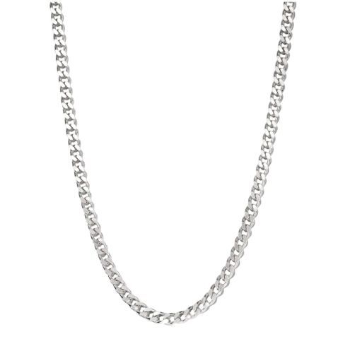 Mejuri Fine Curb Chain Necklace in sterling silver featuring a sleek polished chain with a classic minimalist design.