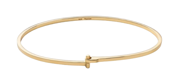 Miansai Thin Nyx Cuff Bracelet in gold vermeil with a slim polished silhouette and modern open cuff styling.