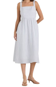 European Linen Fit & Flare Midi Dress