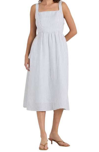 European Linen Fit & Flare Midi Dress