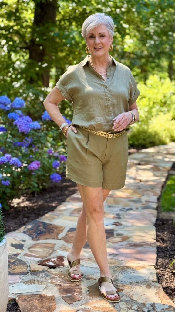 Ralph Lauren linen short sleeve shirt and pleated twill shorts