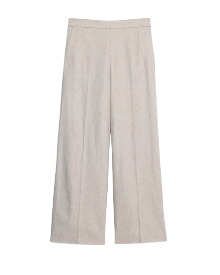Wide-Leg High-Rise Linen-Blend Pant