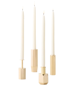 CB2 Celestine Brass Taper Candle Holders