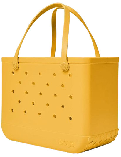 Bogg Bag Original yellow rubber perforated beach tote bag with double handles