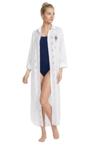 Women’s Eyelet Button Down Maxi Cover-up Dress