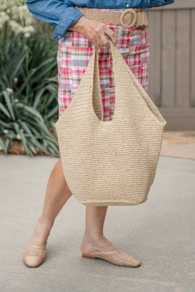 Straw Tote and Raffia Mules