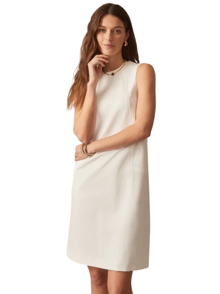 Simple white sheath dress on sale for polished summer style after 50.