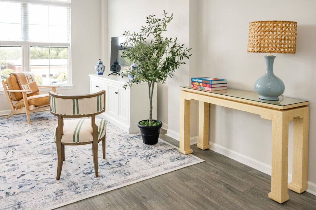 Raffia console and Ruggable Rugs