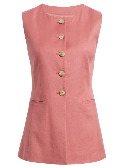Linen Blend Longline Vest